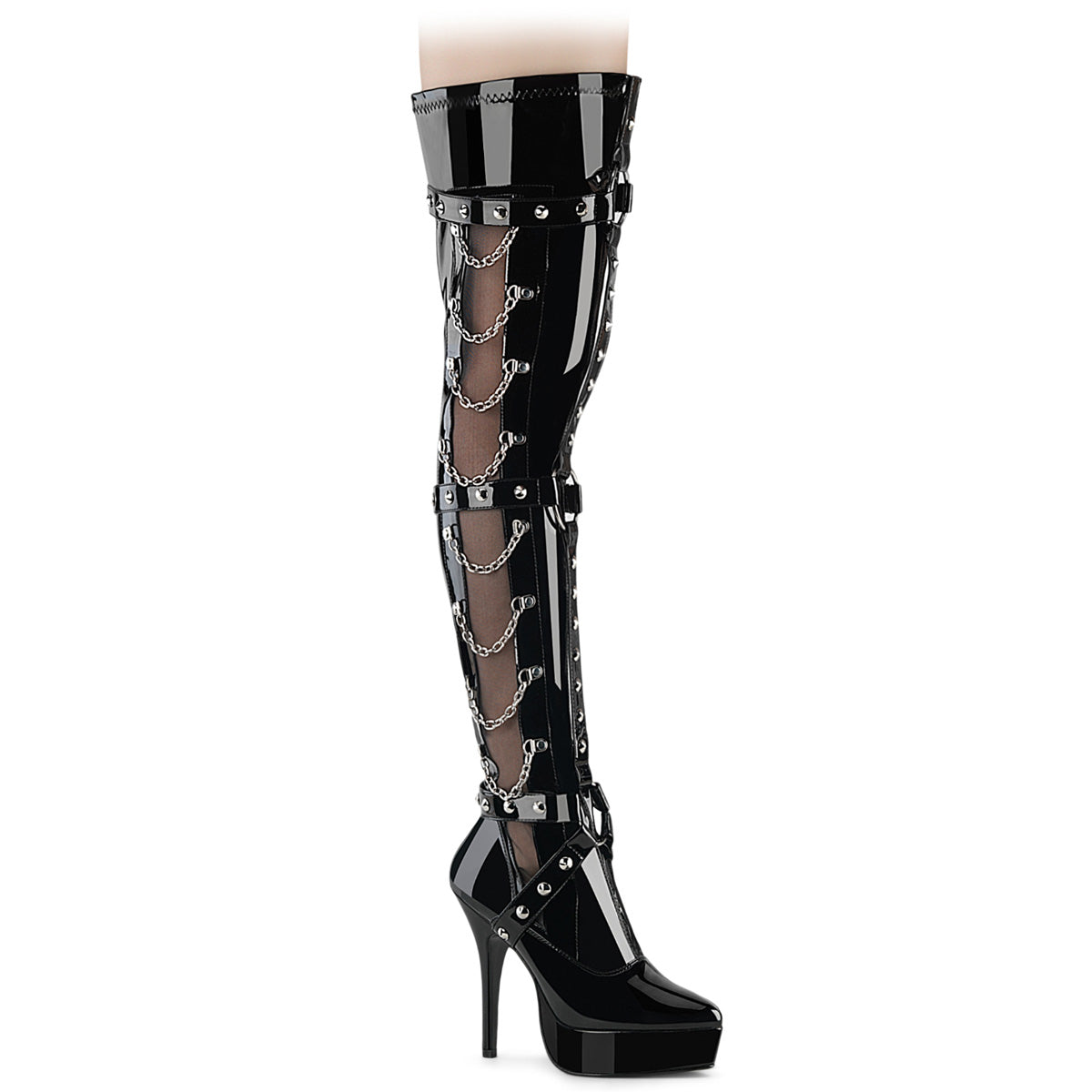 DEVIOUS INDULGE-3026 - Black Patent Boots