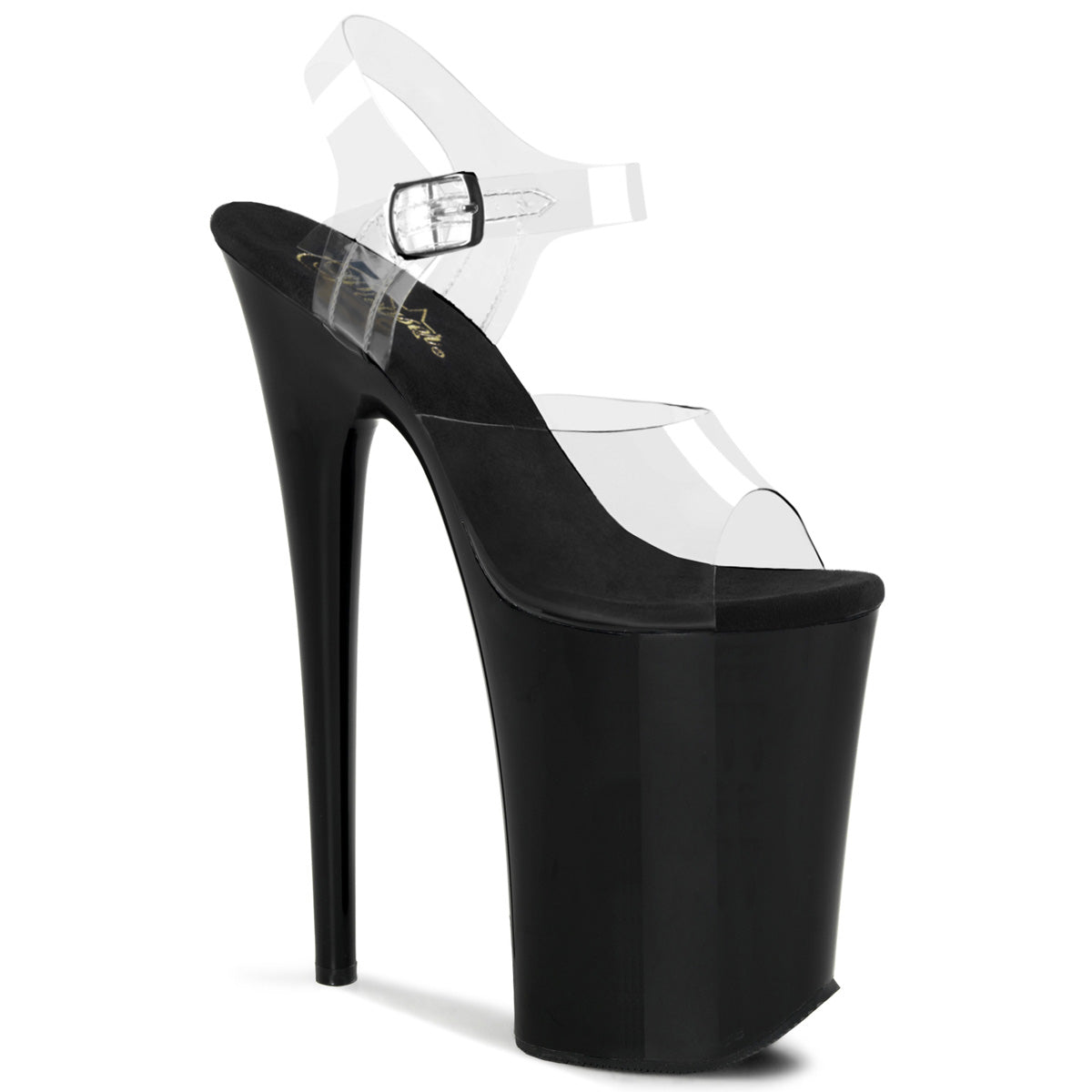 PLEASER INFINITY-908 - Clear/Black Heels - A Shoe Addiction Australia