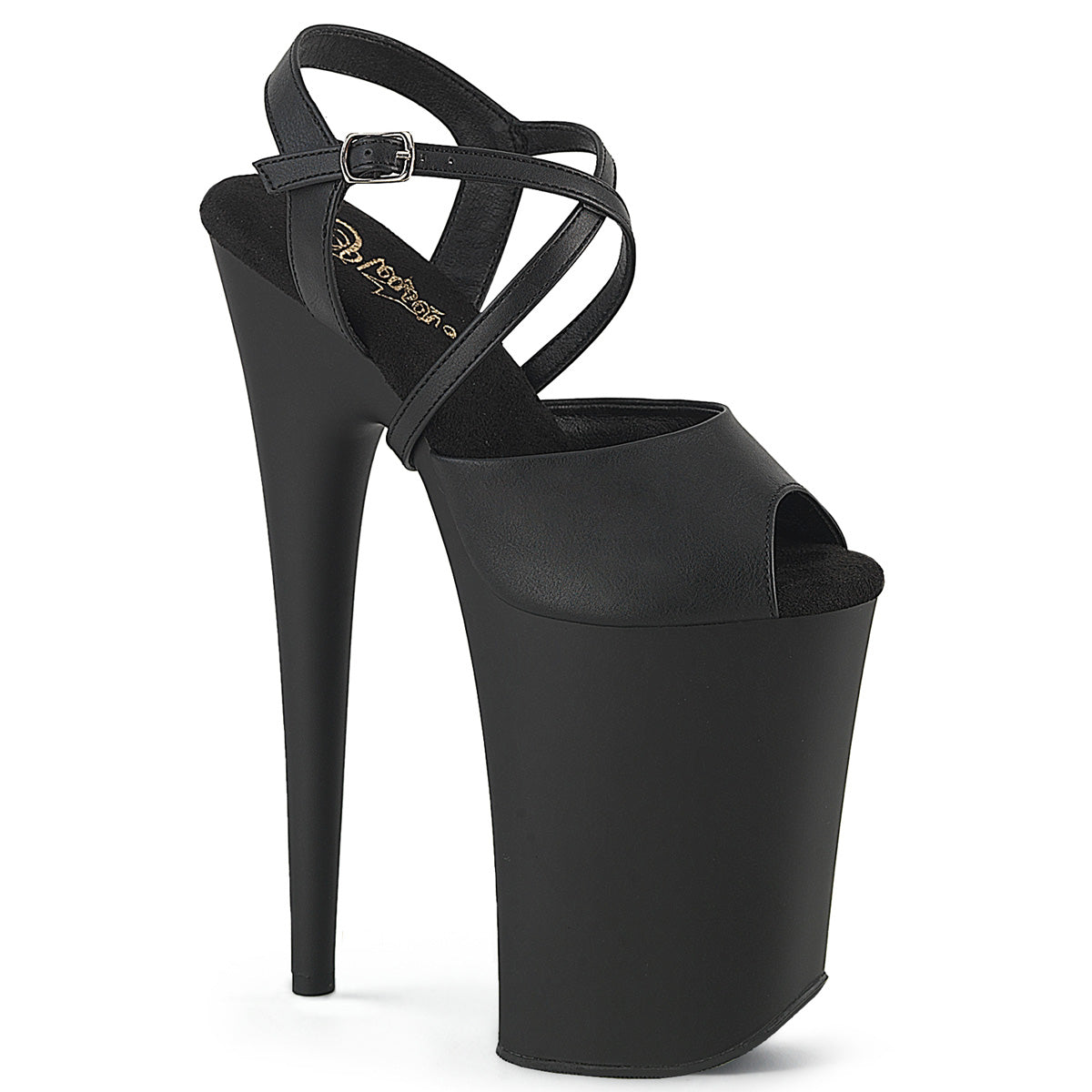 PLEASER INFINITY-924 - Black Faux Leather Heels