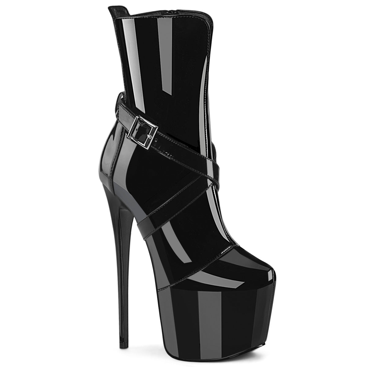 PLEASER JUBILANT-1011 - Black Patent Boots - A Shoe Addiction Australia