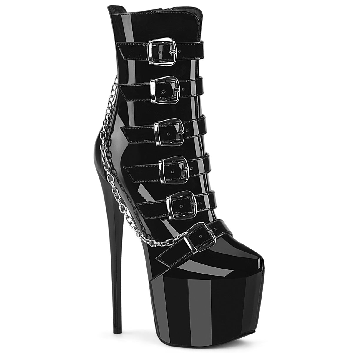 PLEASER JUBILANT-1015 - Black Patent Boots - A Shoe Addiction Australia