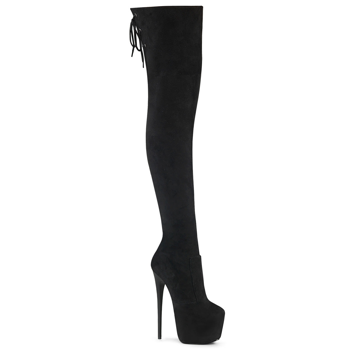 PLEASER JUBILANT-3007FS - Black Faux Suede Thigh Boots - A Shoe Addiction Australia