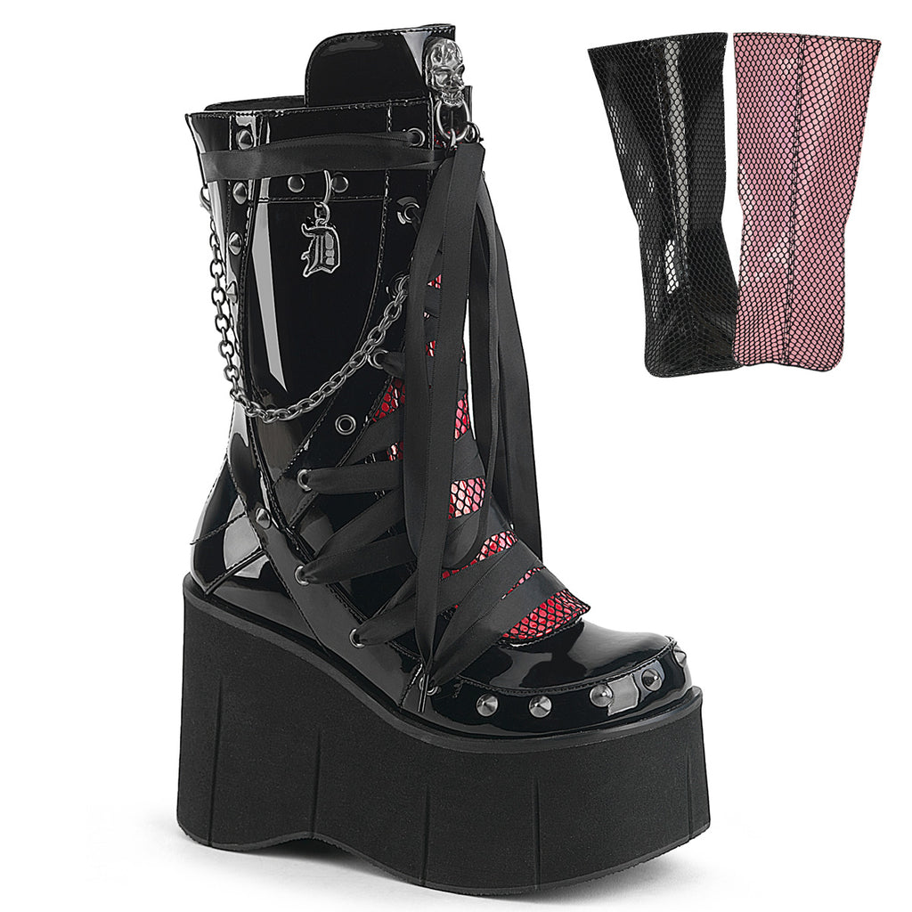 DEMONIA KERA-121 - Black Patent w/ Interchangeable Tongue Boots