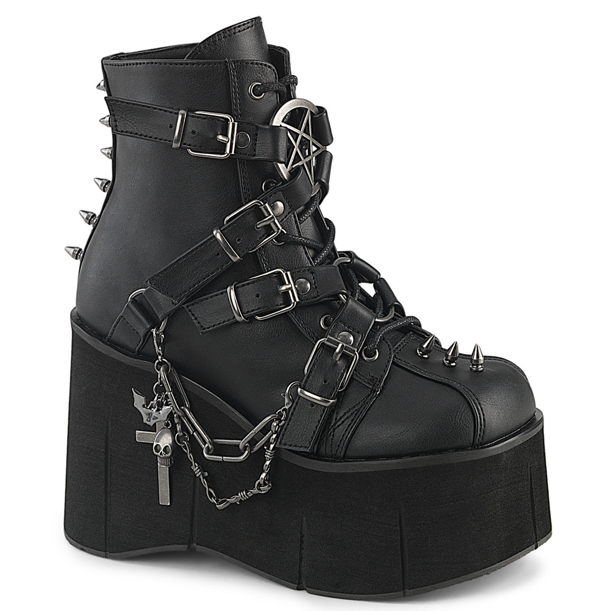 DEMONIA KERA-68 - Black Vegan Leather Goth Boots
