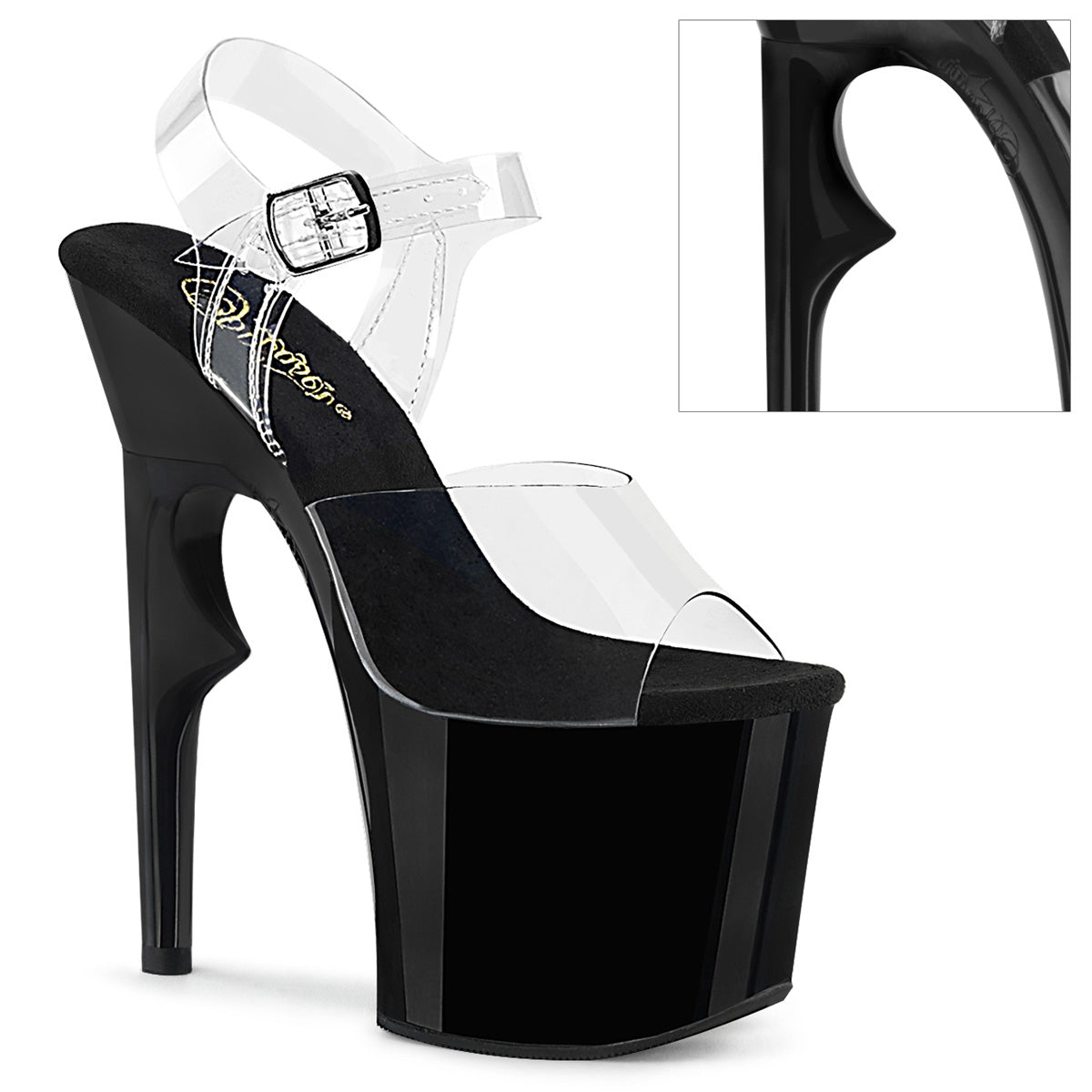 PLEASER LOVETHORN-708 - Clear/Black Heels