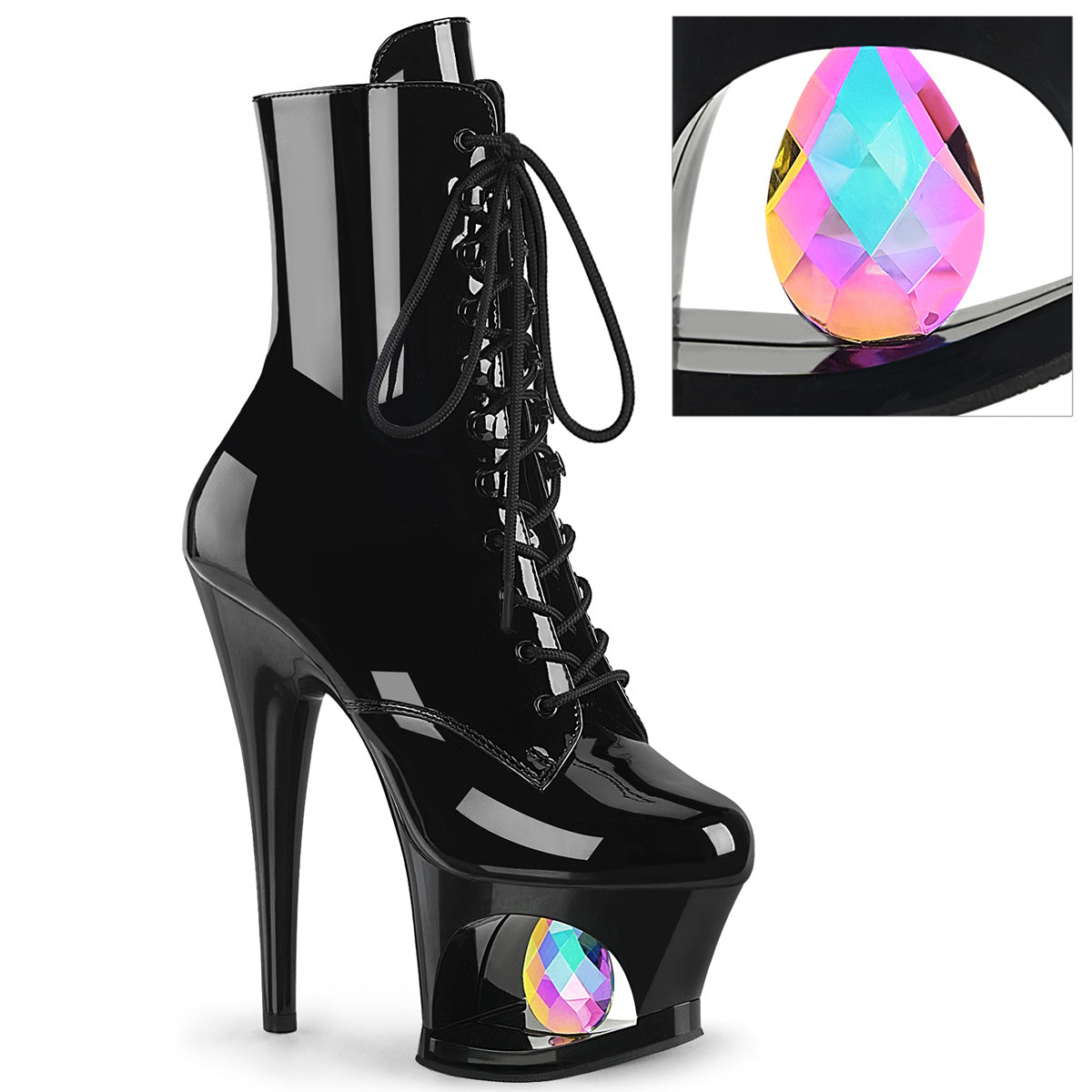 PLEASER MOON-1020DIA - Black Patent Boots