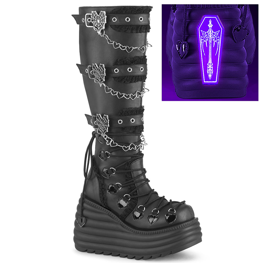 DEMONIA MORTE-215 - Black Vegan Leather Boots