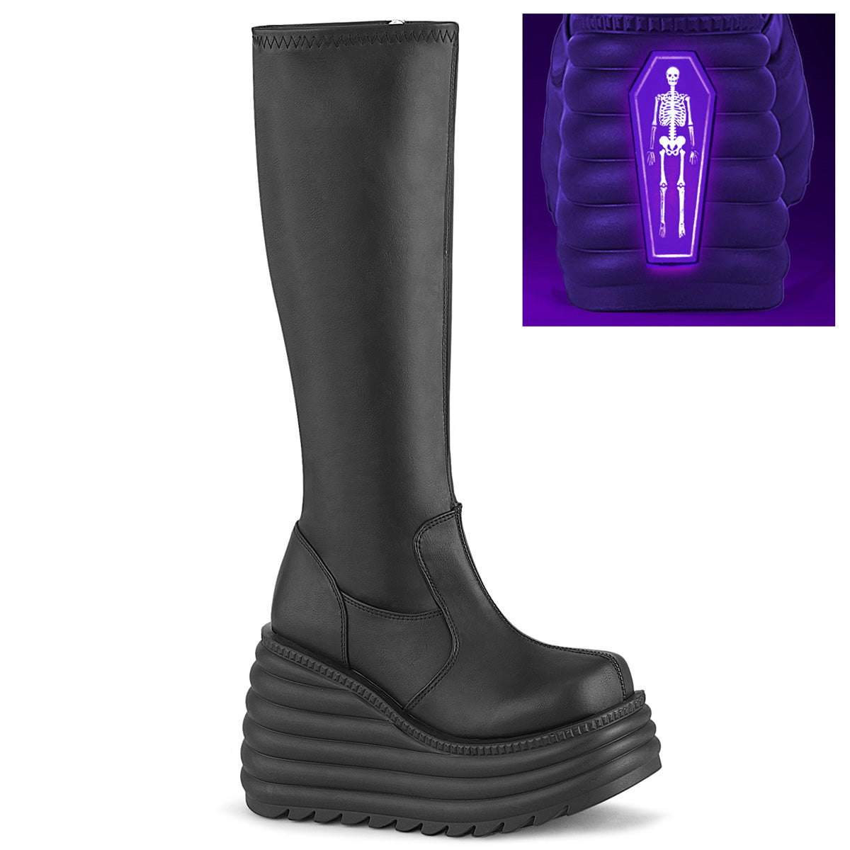 DEMONIA MORTE-300 - Black Vegan Leather Goth Boots - A Shoe Addiction Australia