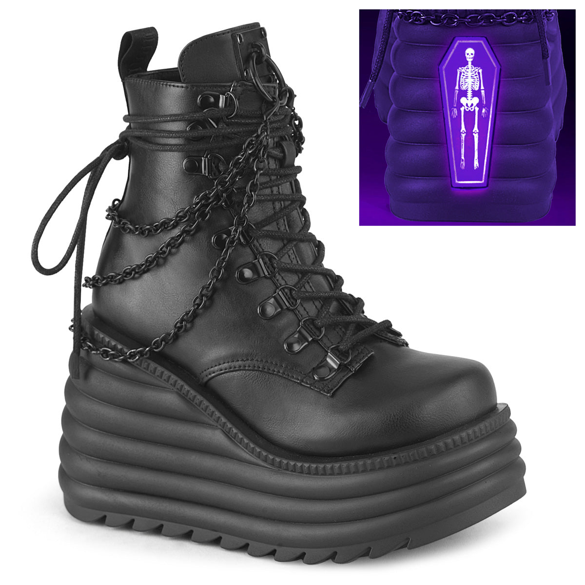 DEMONIA MORTE-65 - Black Vegan Leather Goth Boots - A Shoe Addiction Australia