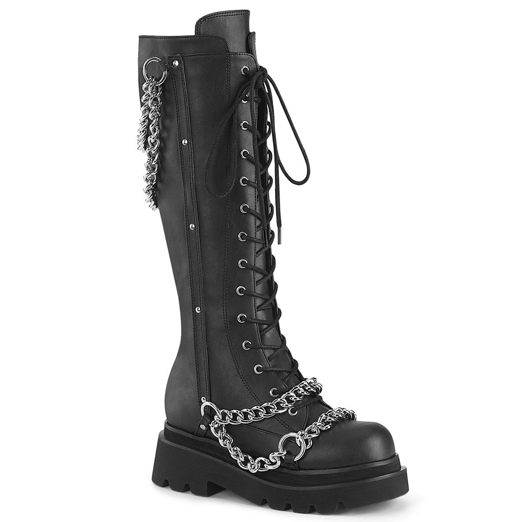 DEMONIA RENEGADE-215-1 - Black Vegan Leather Boots