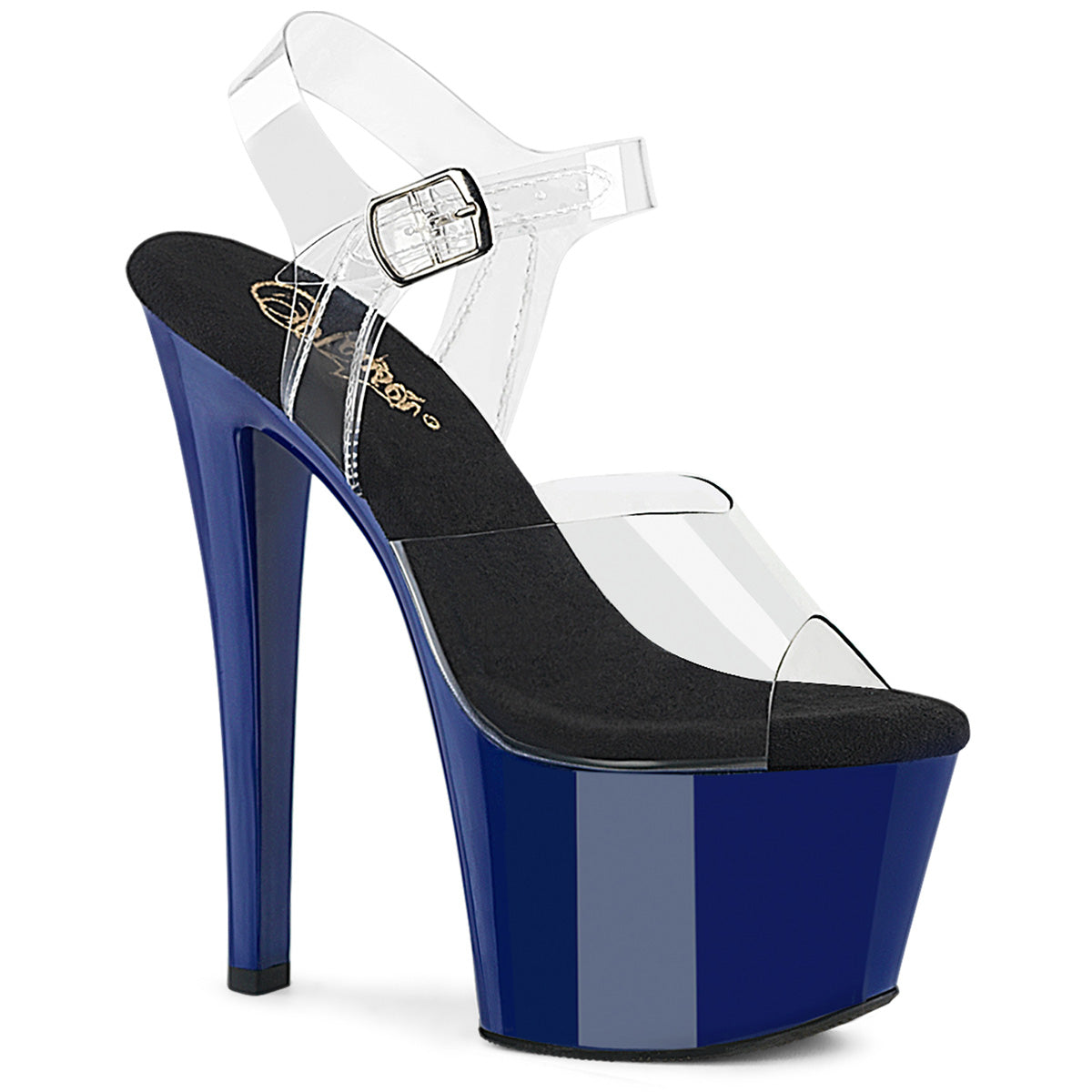 PLEASER SKY-308 - Clear/Royal Blue Heels - A Shoe Addiction Australia