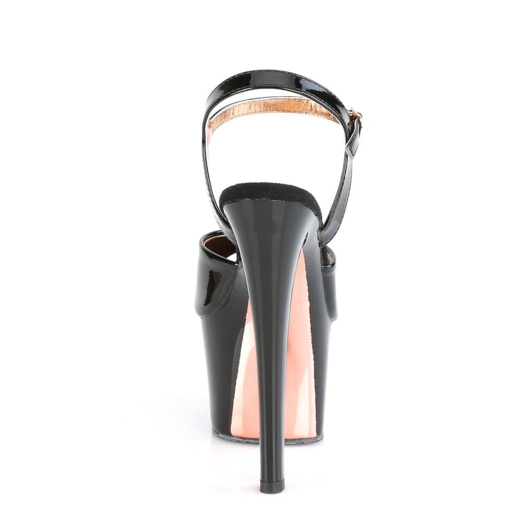 SKY-309TT - Black Patent/Rose Gold Chrome Heels