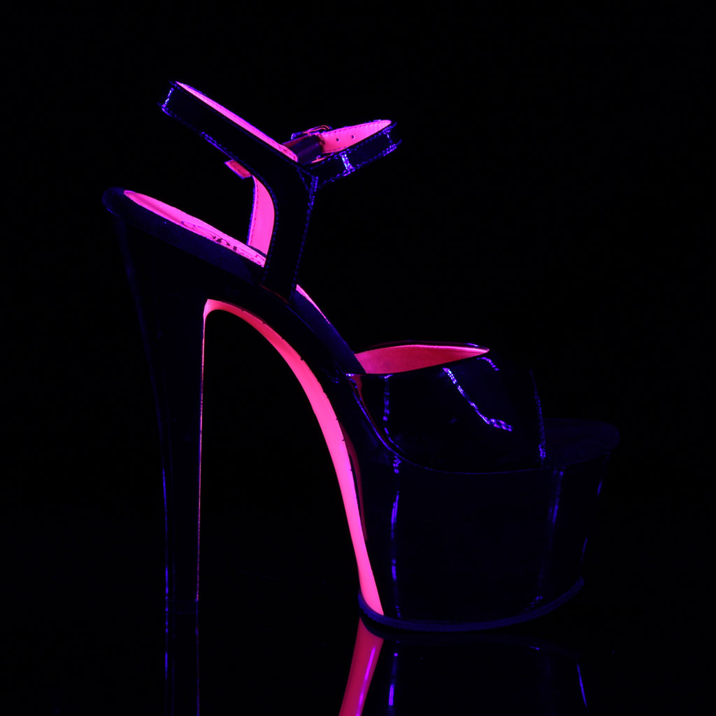 SKY-309TT - Black Patent/Neon Hot Pink Heels