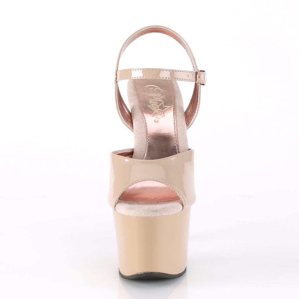 SKY-309TT - Nude Patent/Rose Gold Chrome Heels