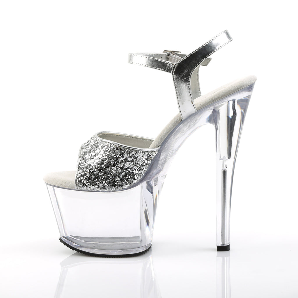 SKY-310 - Silver Glitter/Clear Heels