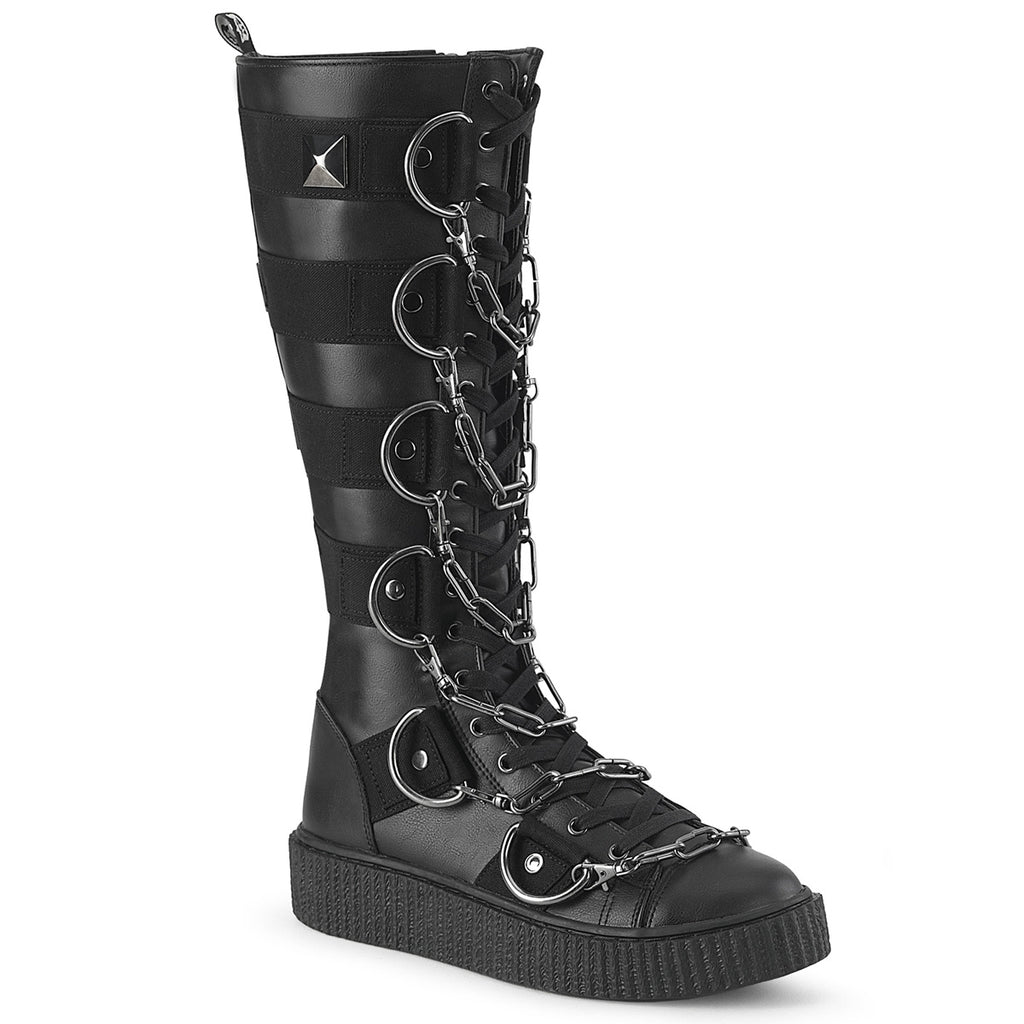 SNEEKER-405 - Black Vegan Leather-Canvas Boots