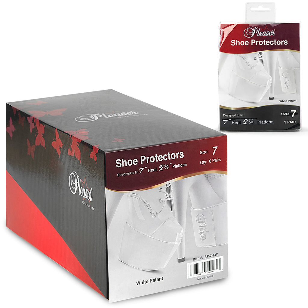 SP-7H-W - White Patent Shoe Protectors (7") - 1 Pair