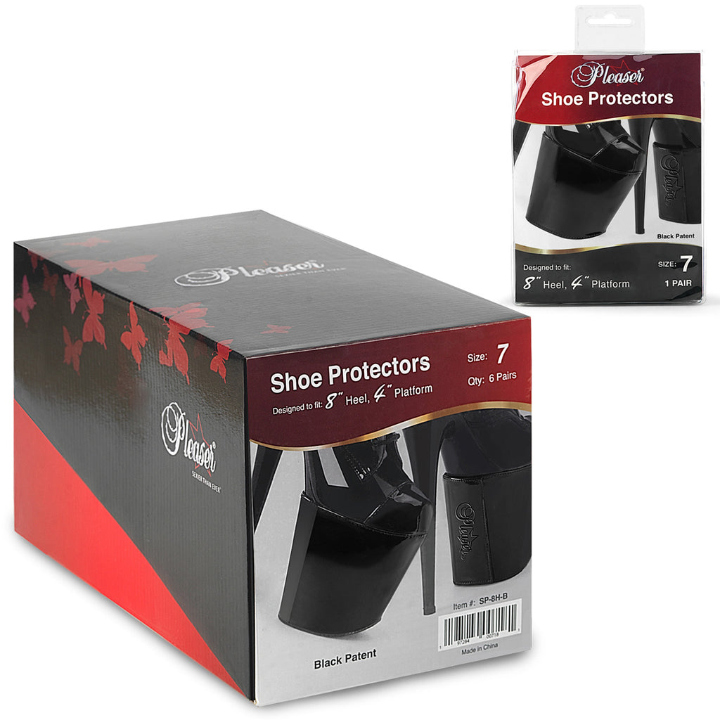 SP-8H-B - Black Patent Shoe Protectors (8") - 1 Pair