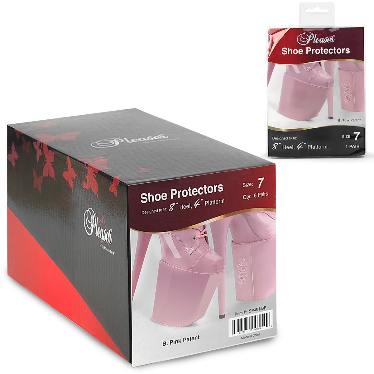 SP-8H-BP - Baby Pink Patent Shoe Protectors (8") - 1 Pair