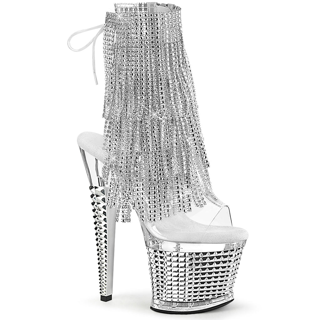 SPECTATOR-1017RSF - Clear-Silver Chrome Boots