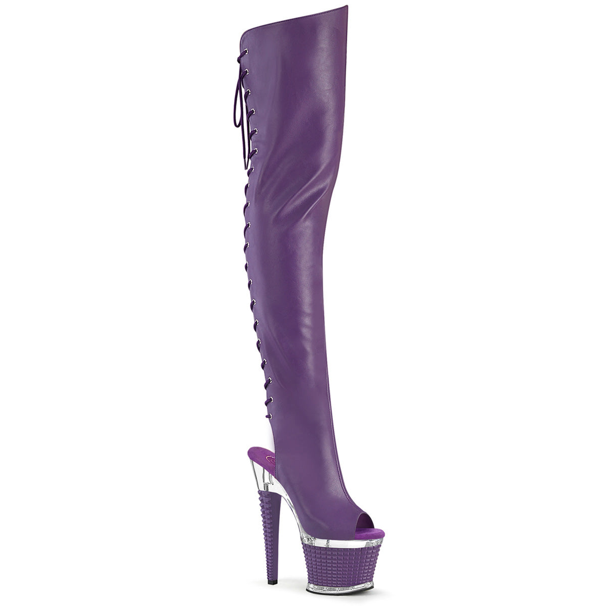 PLEASER SPECTATOR-3030 - Purple Faux Leather Boots