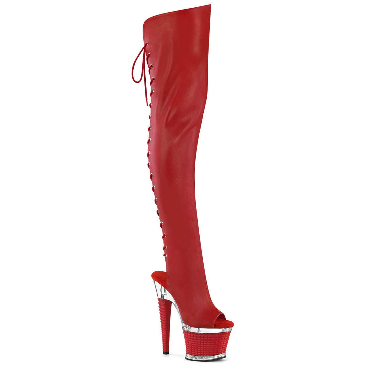 PLEASER SPECTATOR-3030 - Red Faux Leather Boots
