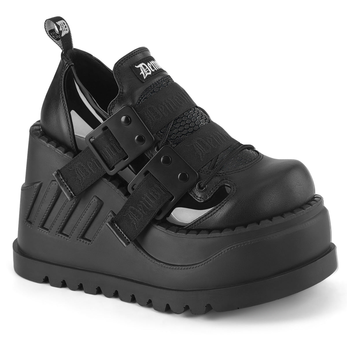 DEMONIA STOMP-28 - Black Patent-Vegan Leather Shoes - A Shoe Addiction Australia