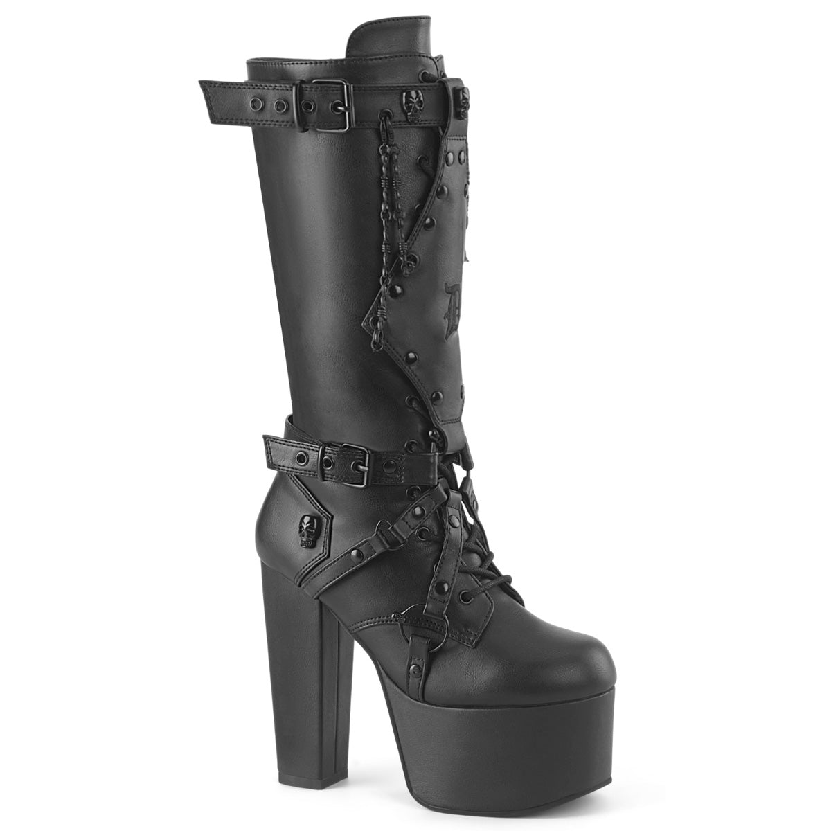 DEMONIA TORMENT-218 - Black Vegan Leather Boots - A Shoe Addiction Australia