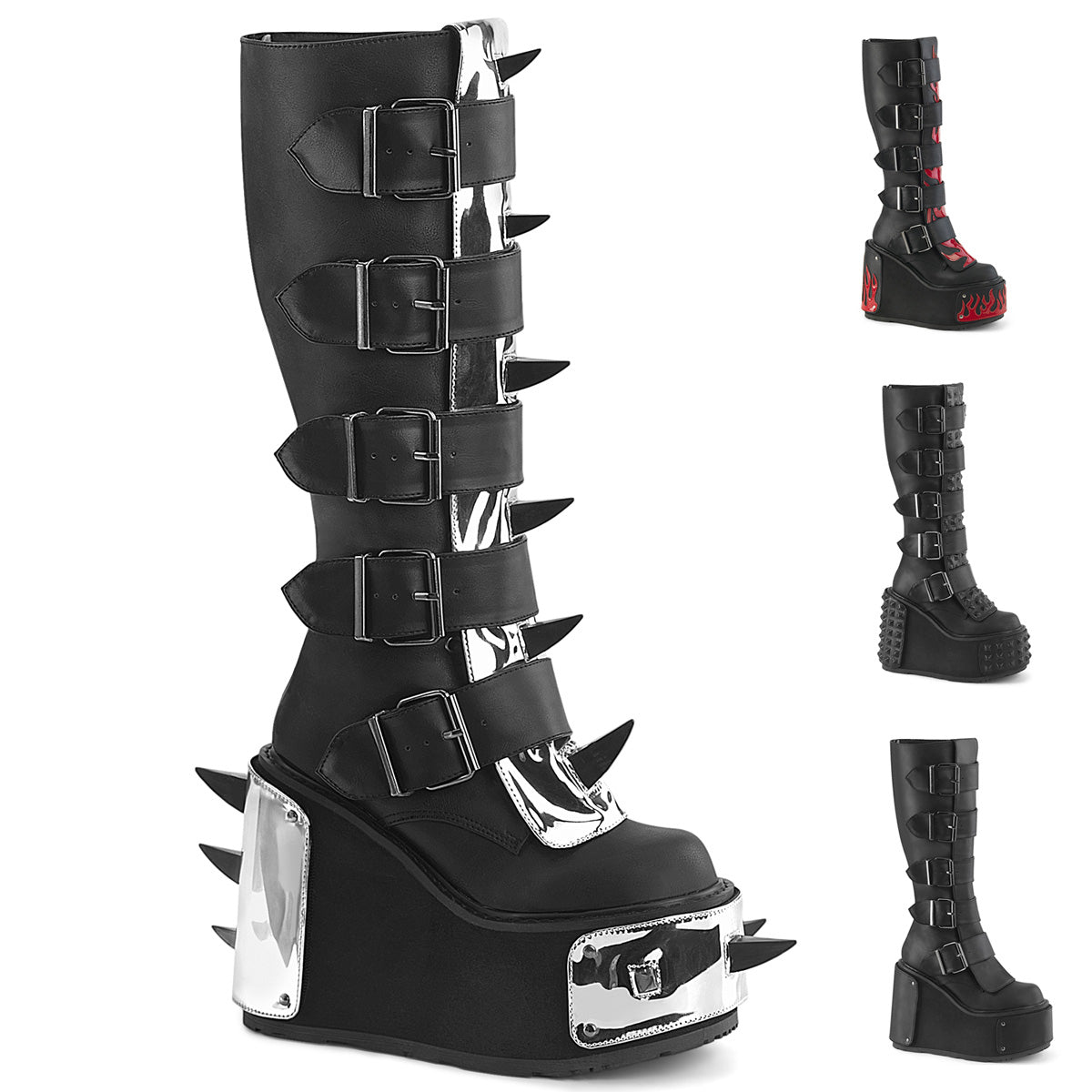 DEMONIA TRANSFORMER-800 - Black Vegan Leather Goth Boots - A Shoe Addiction Australia