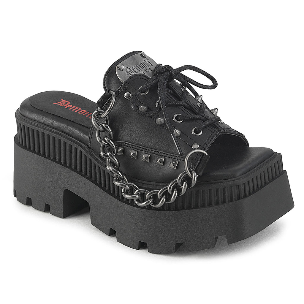 DEMONIA WRATH-03 - Black Vegan Leather Sandals