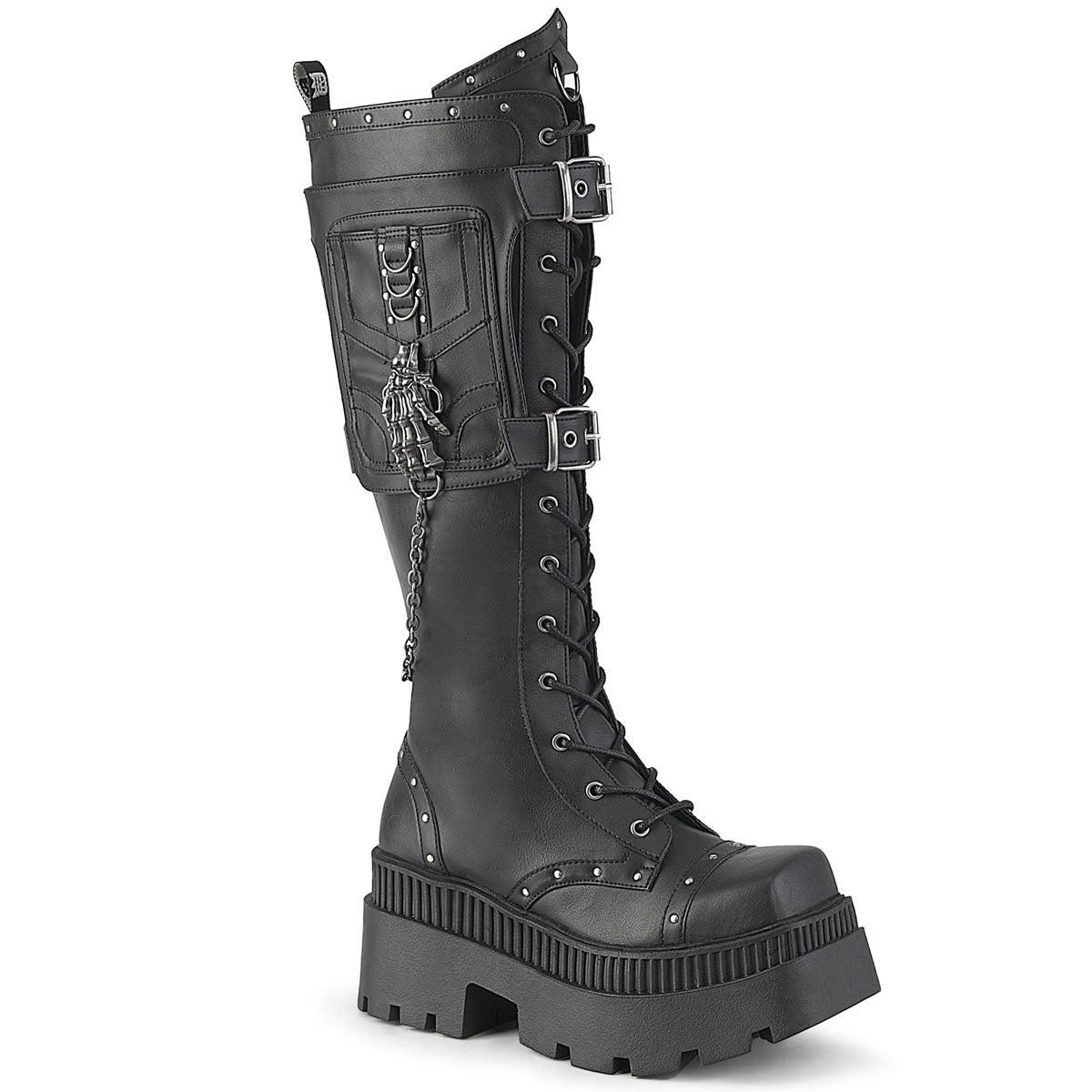 DEMONIA WRATH-205 - Black Vegan Leather Goth Boots