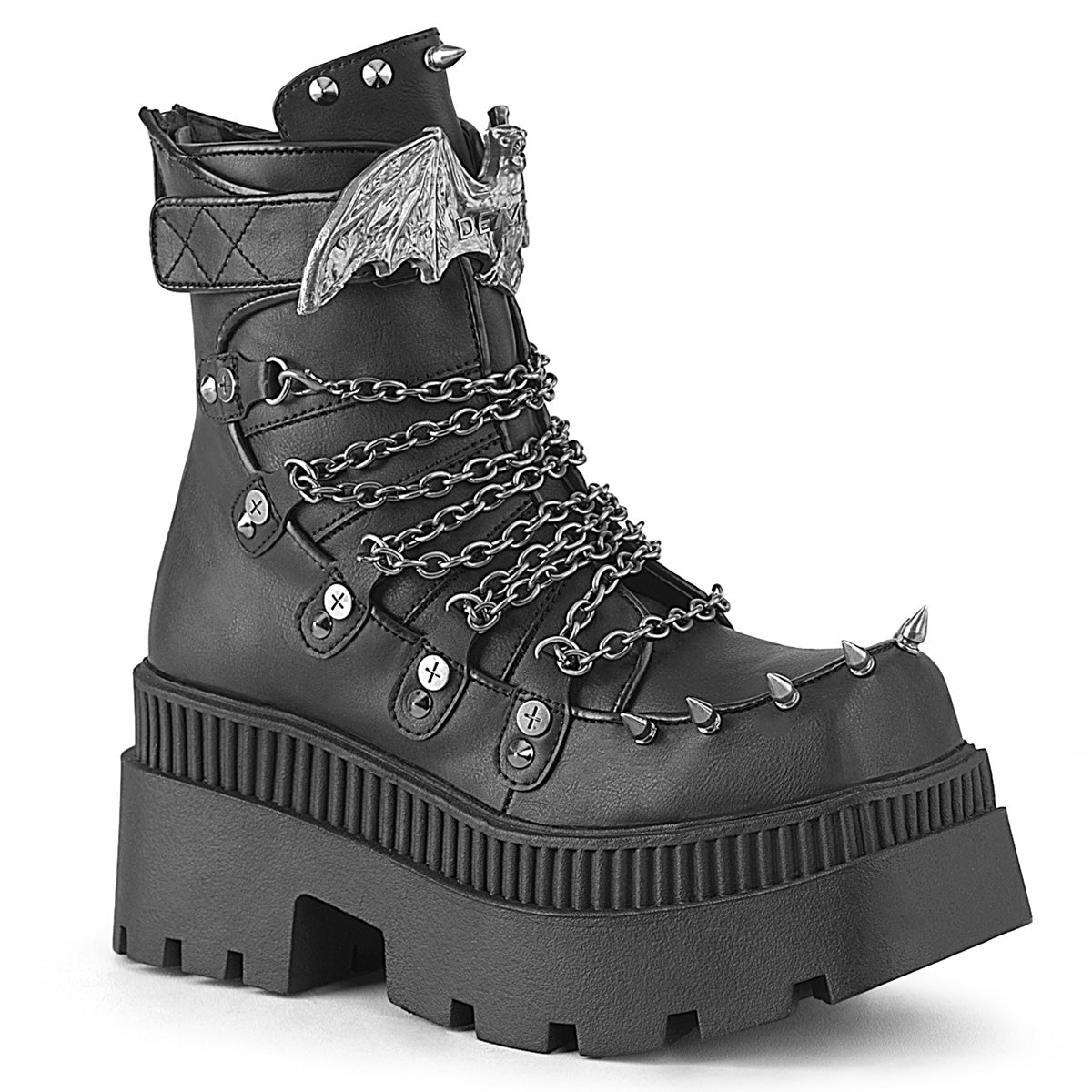 DEMONIA WRATH-55 - Black Vegan Leather Goth Boots