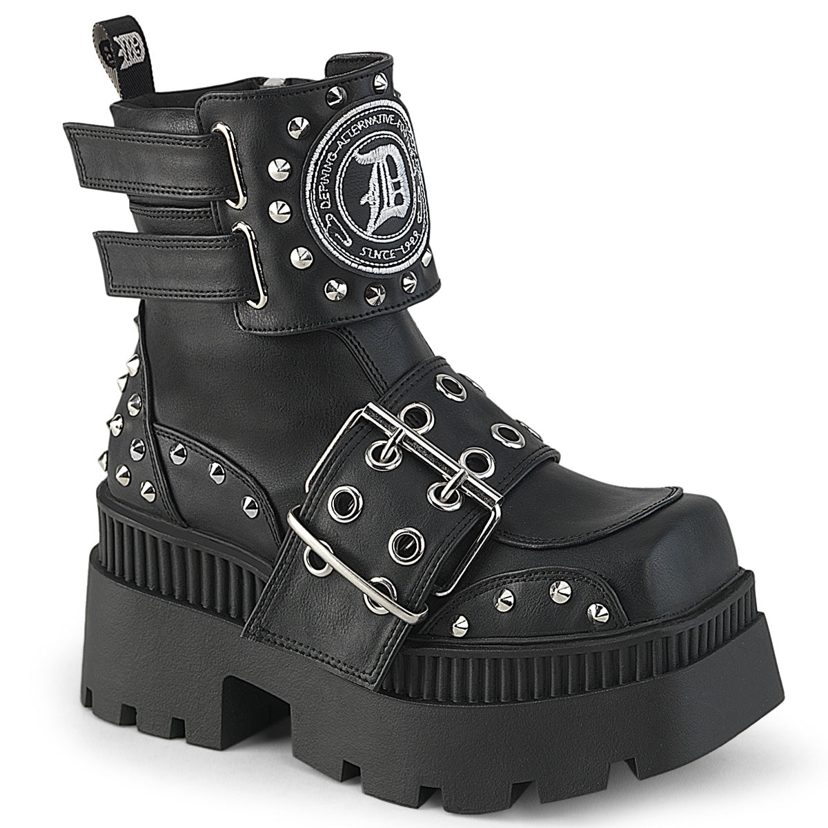 DEMONIA WRATH-58 - Black Vegan Leather Goth Boots - A Shoe Addiction Australia