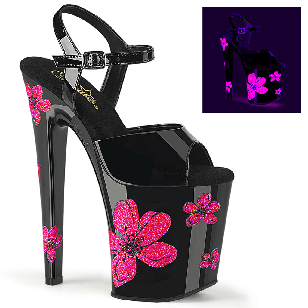 XTREME-809HB - Black Patent/Neon Pink Heels