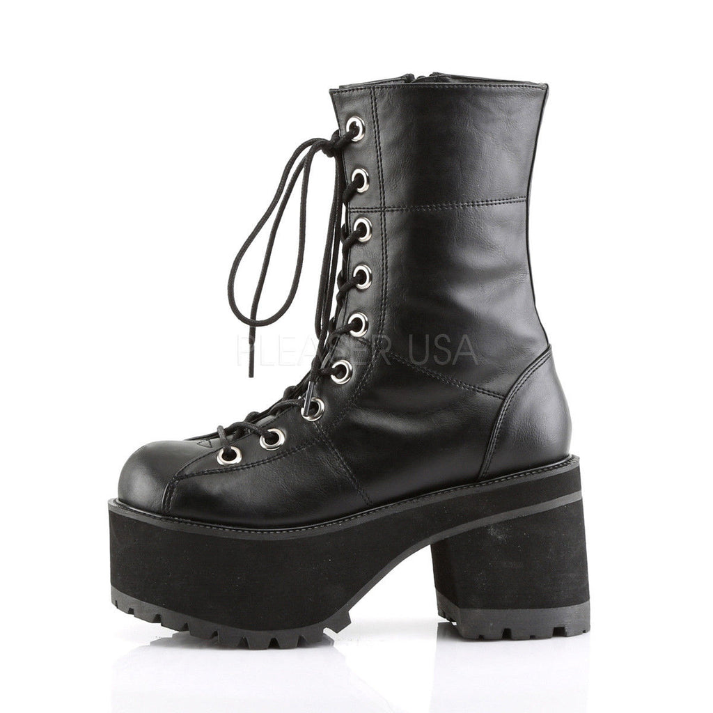 DEMONIA Ranger-301 Women's Vegan Velvet Goth Alternative Combat Platforms Boots - A Shoe Addiction