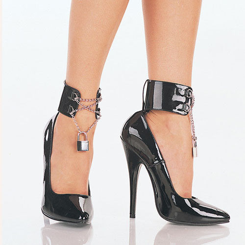 DEVIOUS Domina-434 Fetish Goth Ankle Cuffs Drag Pumps 6" Heels Women's Size 4-15 - A Shoe Addiction