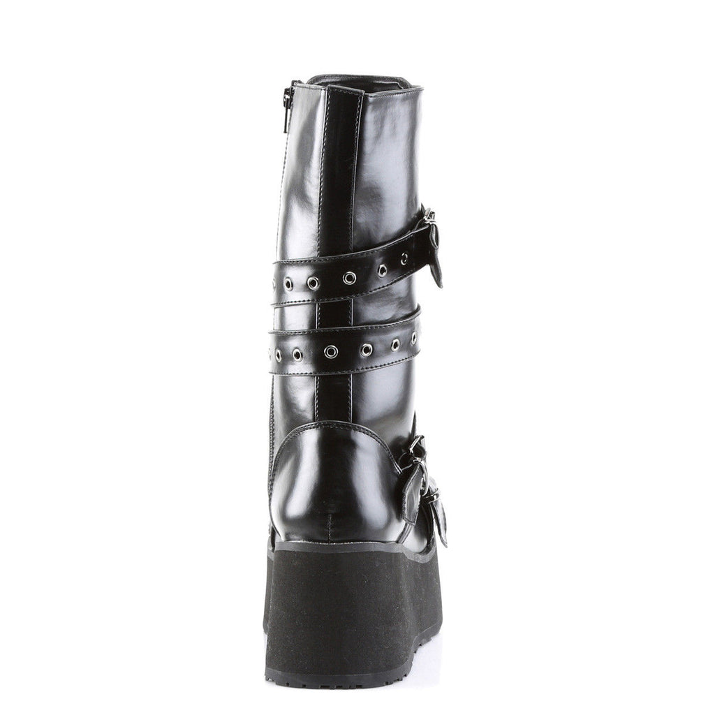 DEMONIA Trashville-205 Wrap Around Grommet Strap Mens Unisex Platform Knee Boots - A Shoe Addiction