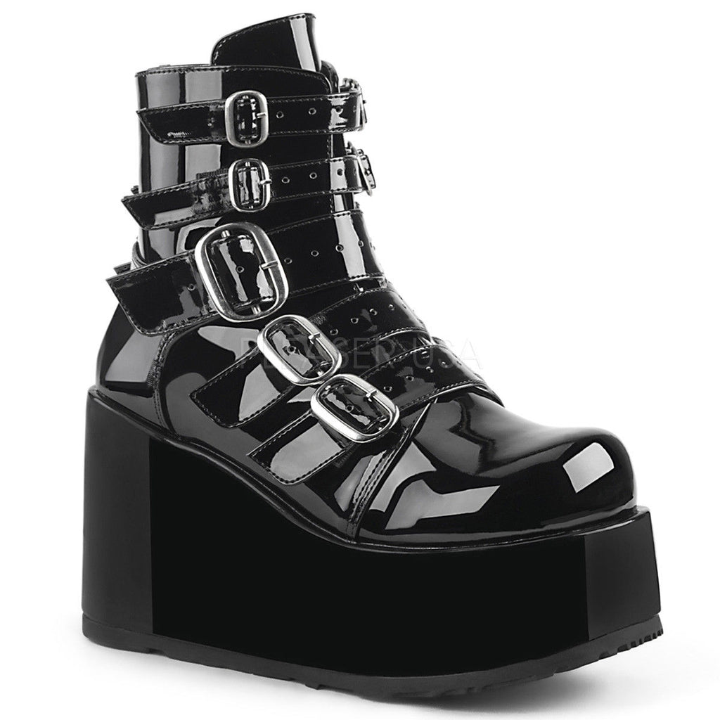 DEMONIA Concord-57 Black Vegan Leather Alternative Ankle Calf Platforms Boots - A Shoe Addiction