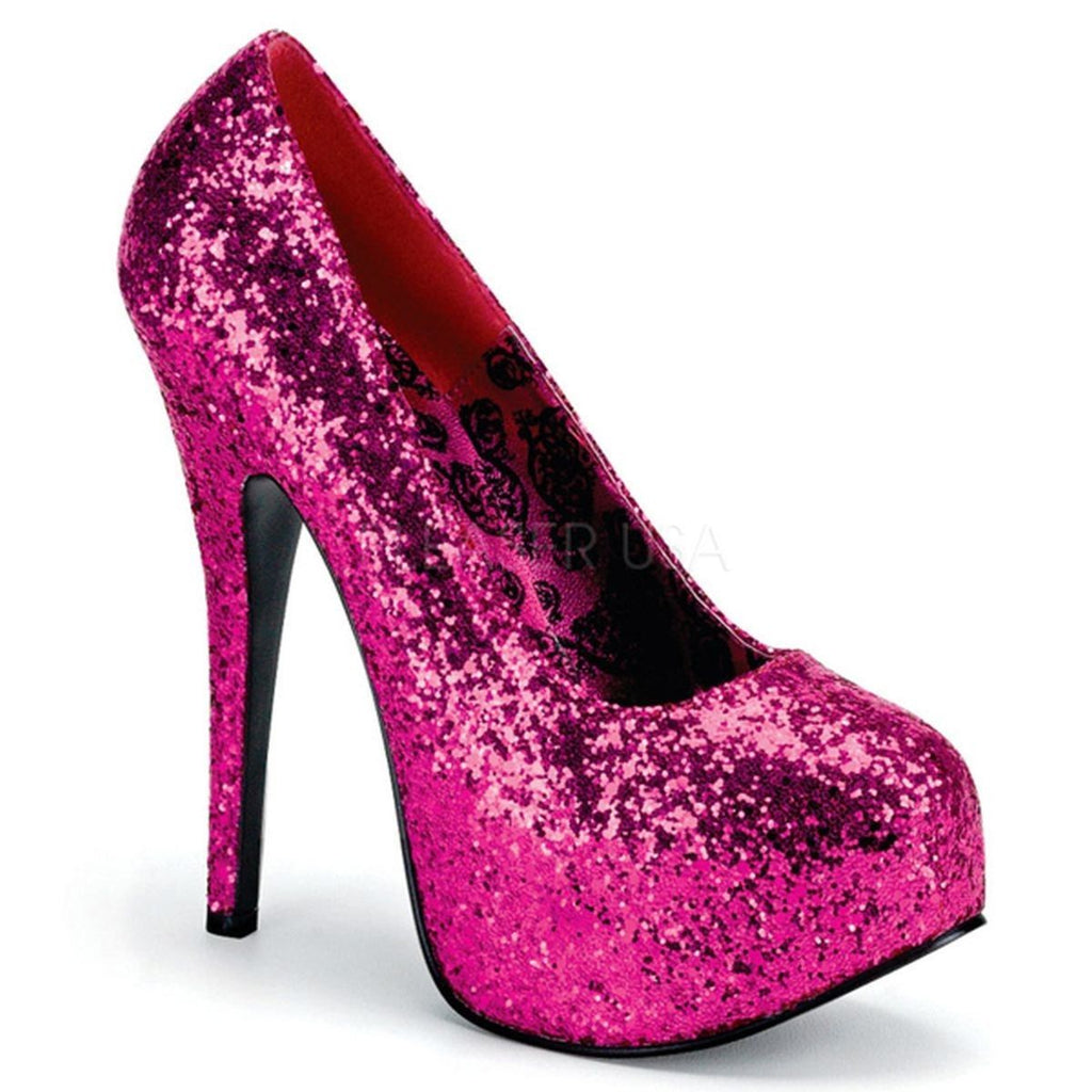 Discontinued BORDELLO Teeze-06G Silver Pink Purple Green Glitter Burlesque Heels - A Shoe Addiction