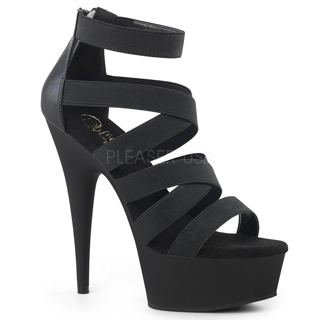 PLEASER Delight-659 Elastic Strappy Sandals Dancer Dress Club 6" Platforms Heels - A Shoe Addiction