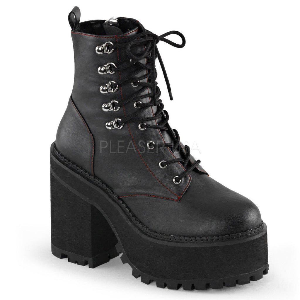 DEMONIA Assault-100 Women's Black Goth Studded Buckles Combat Platforms Boots - A Shoe Addiction