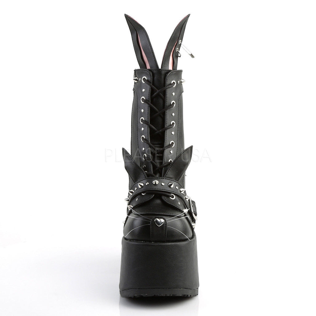DEMONIA Camel-202 Interchangeable Cat / Bunny Ears Goth Platforms Ankle Boots - A Shoe Addiction