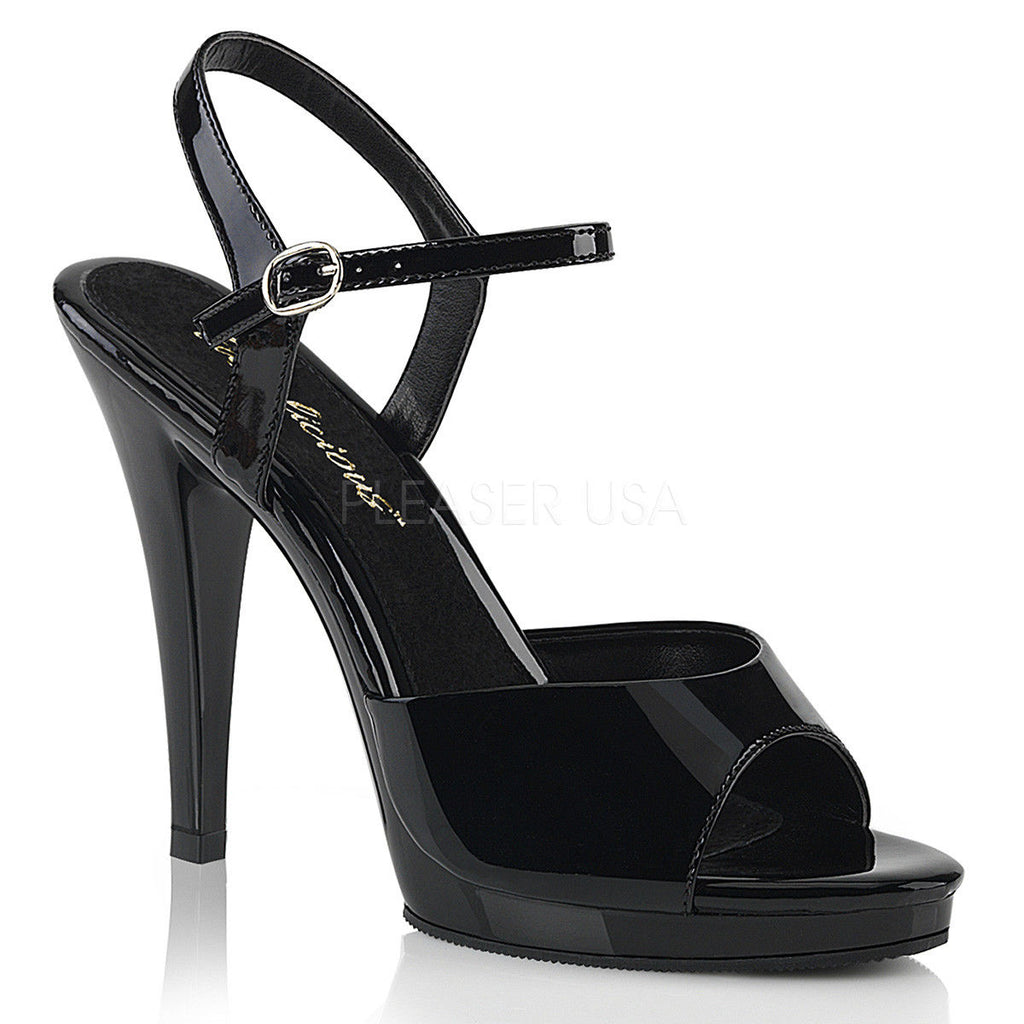 FABULICIOUS Flair-409 Black Drag Dress Party Wedding Ankle Strap 4.5" Heels 4-15 - A Shoe Addiction