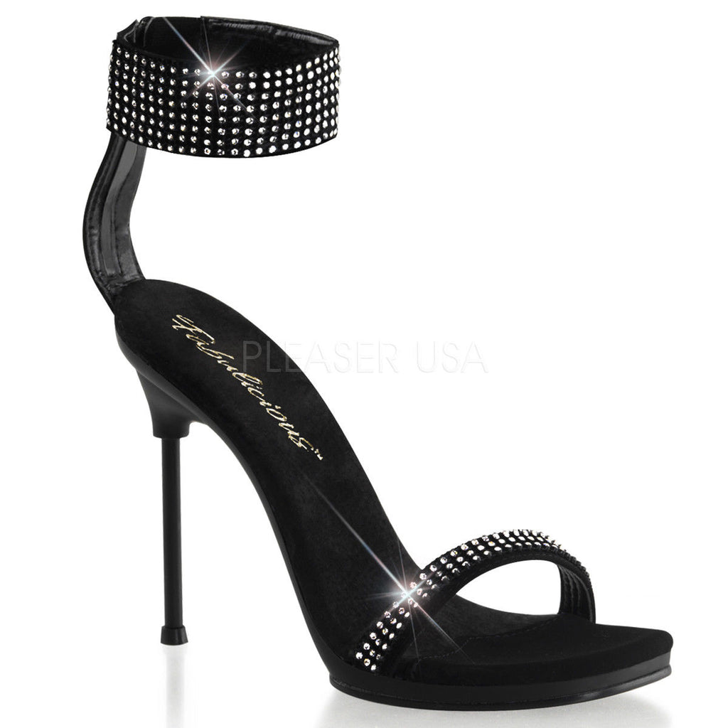 FABULICIOUS Chic-40 Black Nubuck Rhinestone Cuff Evening Party Dress 4.5" Heels - A Shoe Addiction