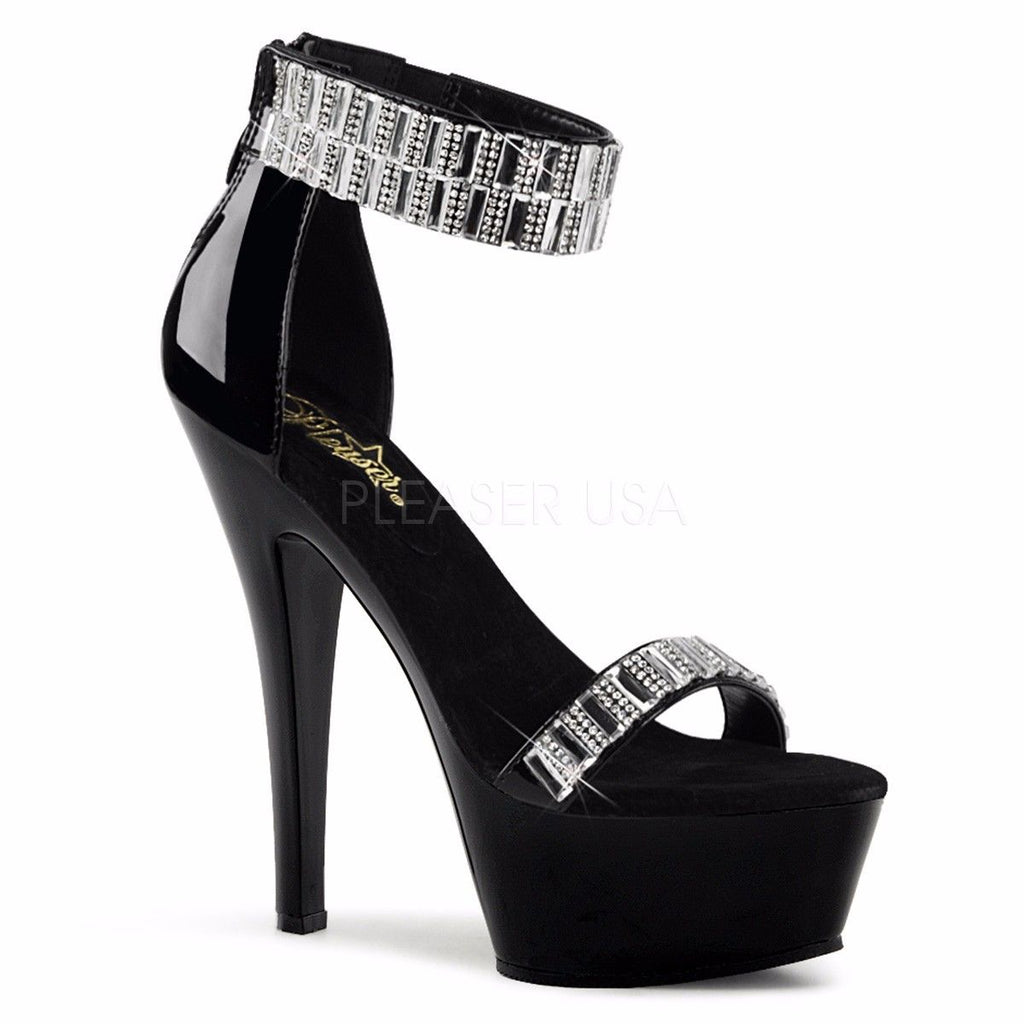 PLEASER Kiss-269RS Black Rhinestones Mirrors Dress Club Cuff Platforms 6" Heels - A Shoe Addiction