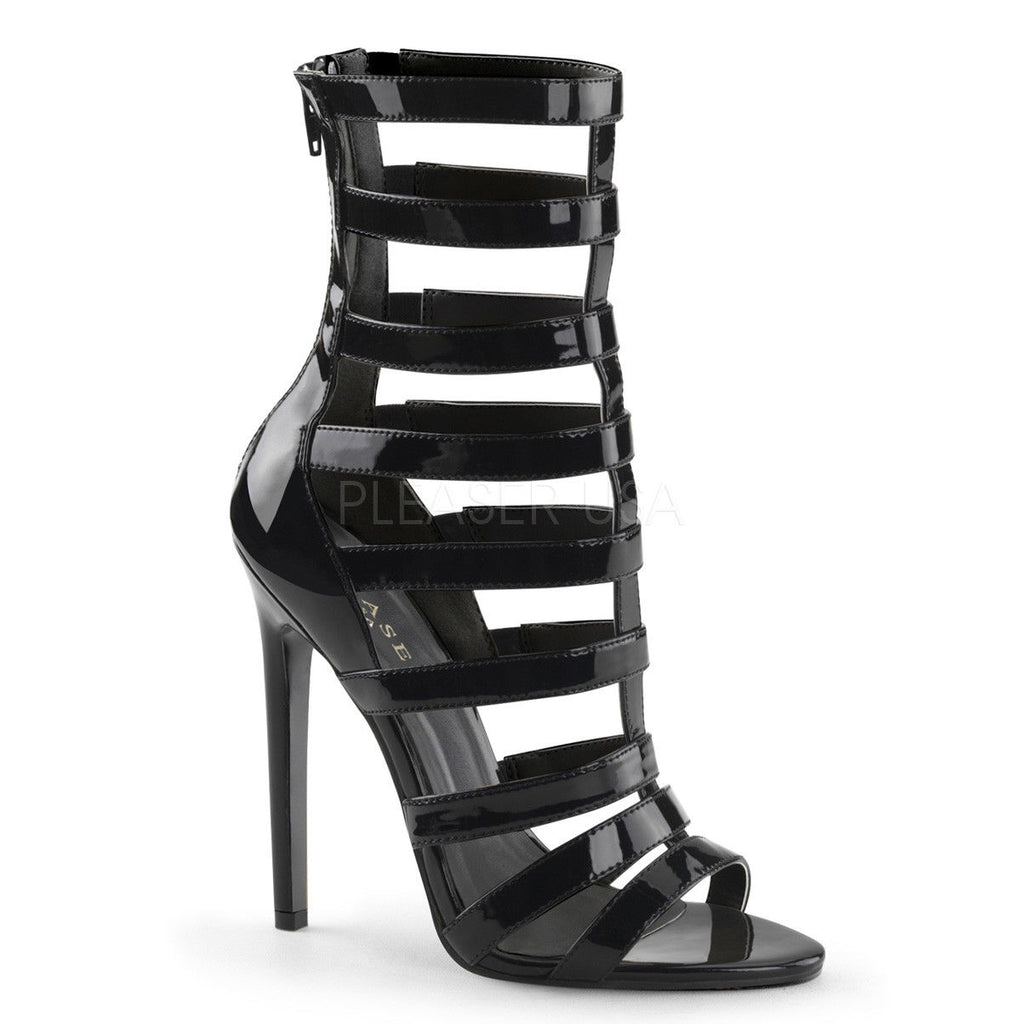 PLEASER Sexy-52 Black Strappy Ankle Cage Sandals 5" Stiletto Heels AU Sizes 4-13 - A Shoe Addiction