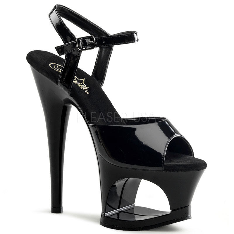 PLEASER Moon-709 Black Cutout Stripper Pole Dancer Club Platforms 7" Inch Heels - A Shoe Addiction