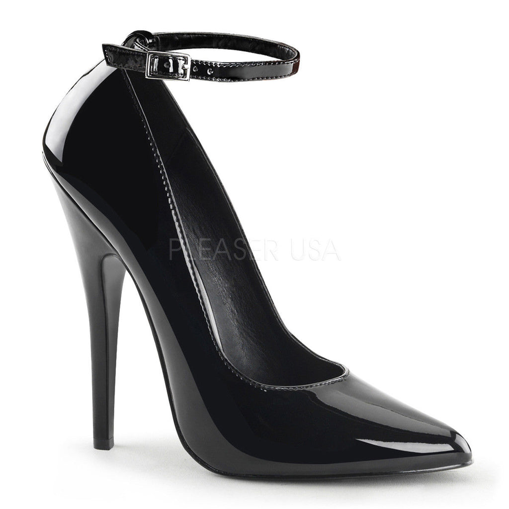 DEVIOUS Domina-431 Patent Fetish Ankle Strap Drag Pumps 6" Heels Women's Sz 4-15 - A Shoe Addiction