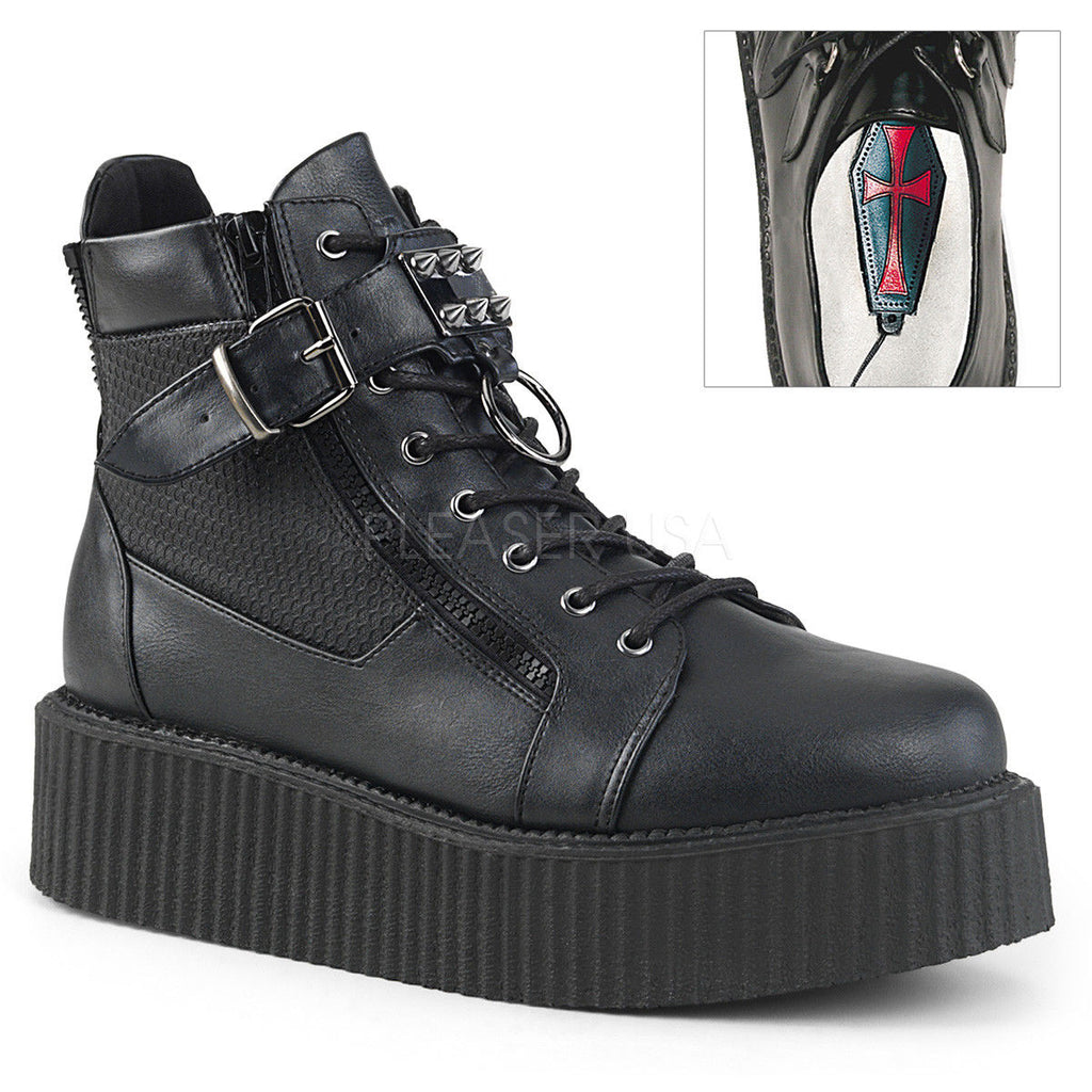 DEMONIA V-Creeper-566 Exposed Zippers Oxfords Goth Men's Unisex Platforms Boots - A Shoe Addiction