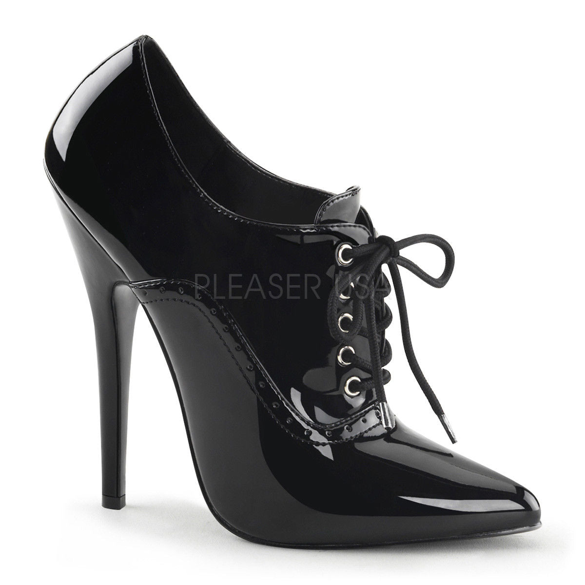 Domina 6 Inch High Heel Governess Shoe Pink Oxford Fetish Shoe